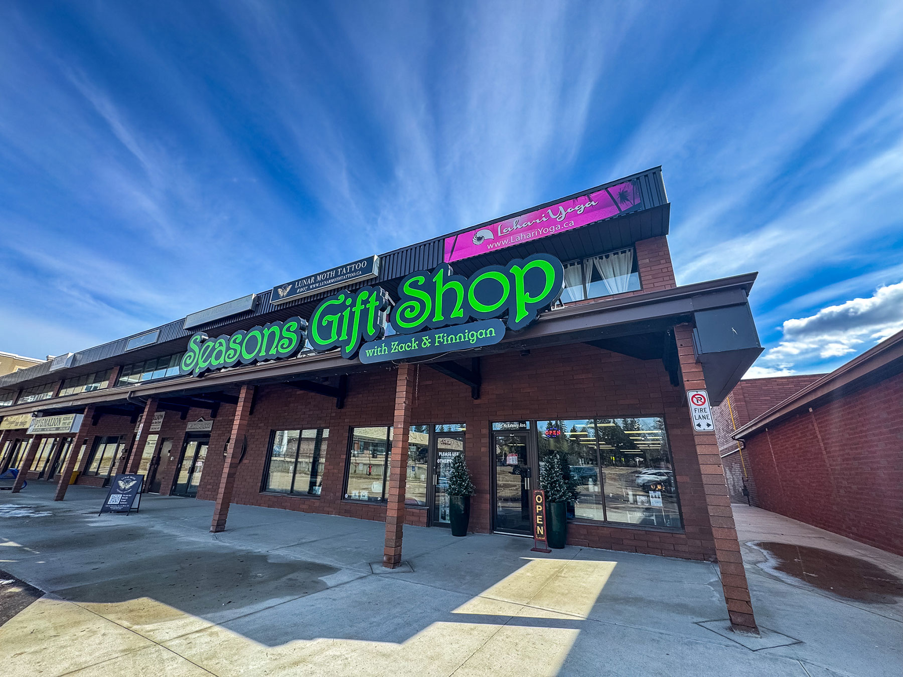 The Seasons Gift Shop with Zack & Finnigan storefront on McKenney Avenue in St. Albert